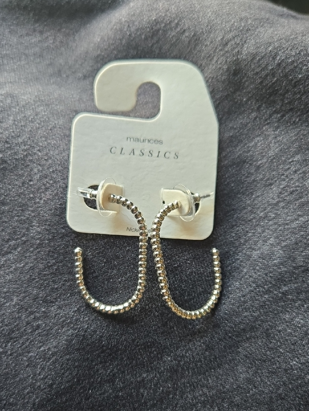 Maurices Silver Beaded Open Hoop Earrings